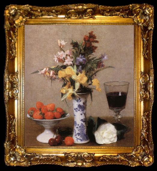 framed  Henri Fantin-Latour Still lIfe with Flowens and Fruit, ta009-2
